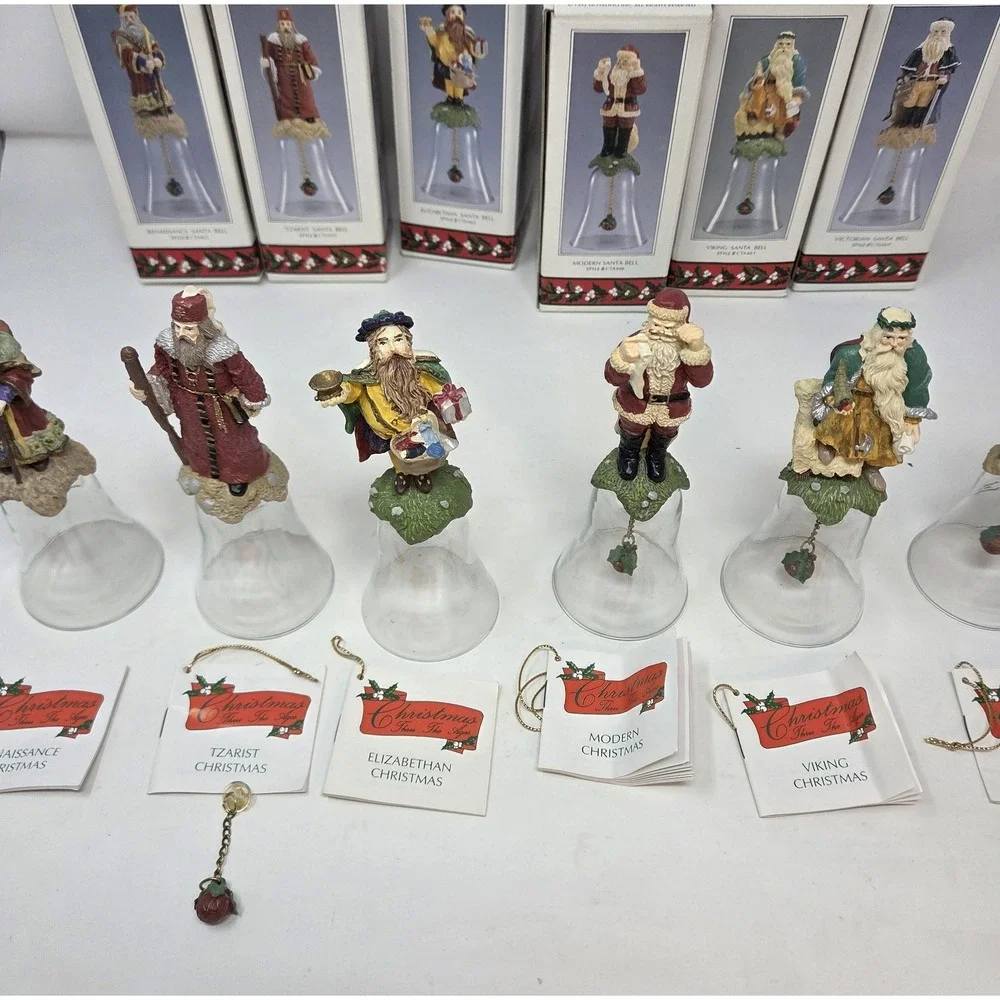 1992 Novelino Santa Bell Lot Christmas Thru The Ages Set of 6 in Boxes